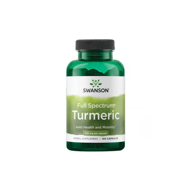 Swanson's Turmeric 720 mg, in a green bottle of 100 capsules, is expertly labeled for joint health and mobility.